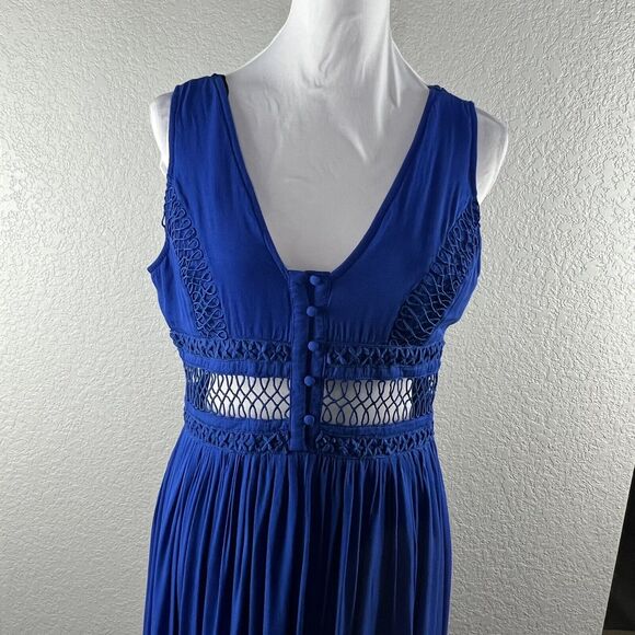 SOIEBLU Size L Royal Blue Lace Waist Sleeveless Front Slit Maxi Dress FLAW - Picture 9 of 9